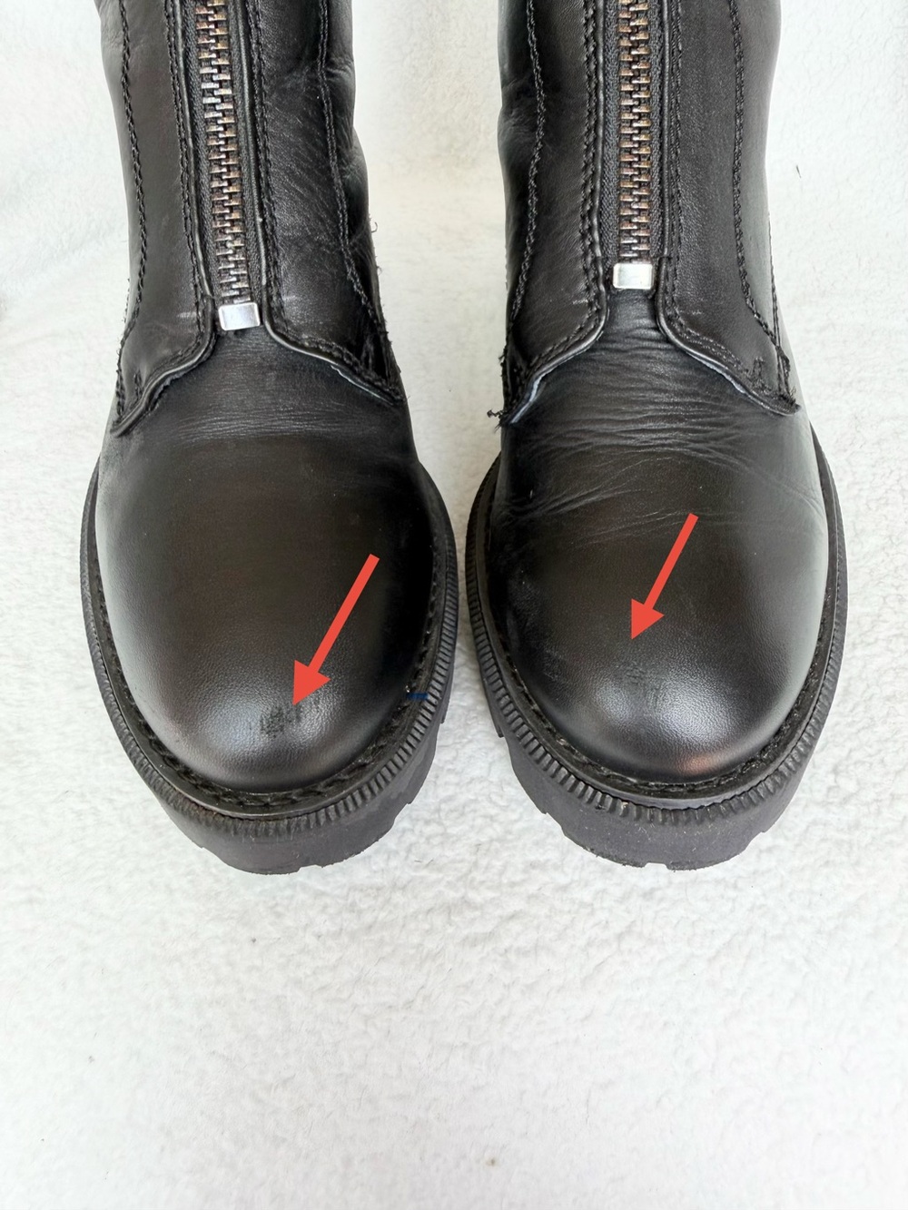 DKNY Womens Black Leather Front Zip Combat Lug Sole Ankle Boots K3227 Size 8 - Picture 14 of 14